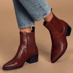 Vagabond Marja Brandy Leather Pointed Toe Angle Boot, EU 39
